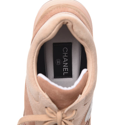 Chanel Nylon Lambskin Suede Calfskin CC Sneakers 39.5 Pink 6 of 8