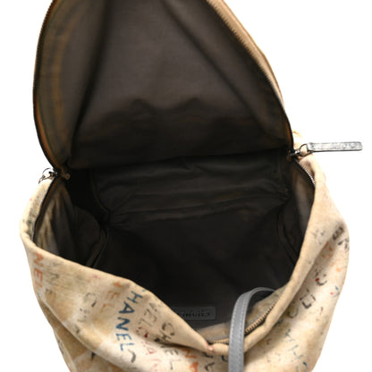 Chanel Graffiti Printed Canvas Medium Backpack Beige 4 of 9