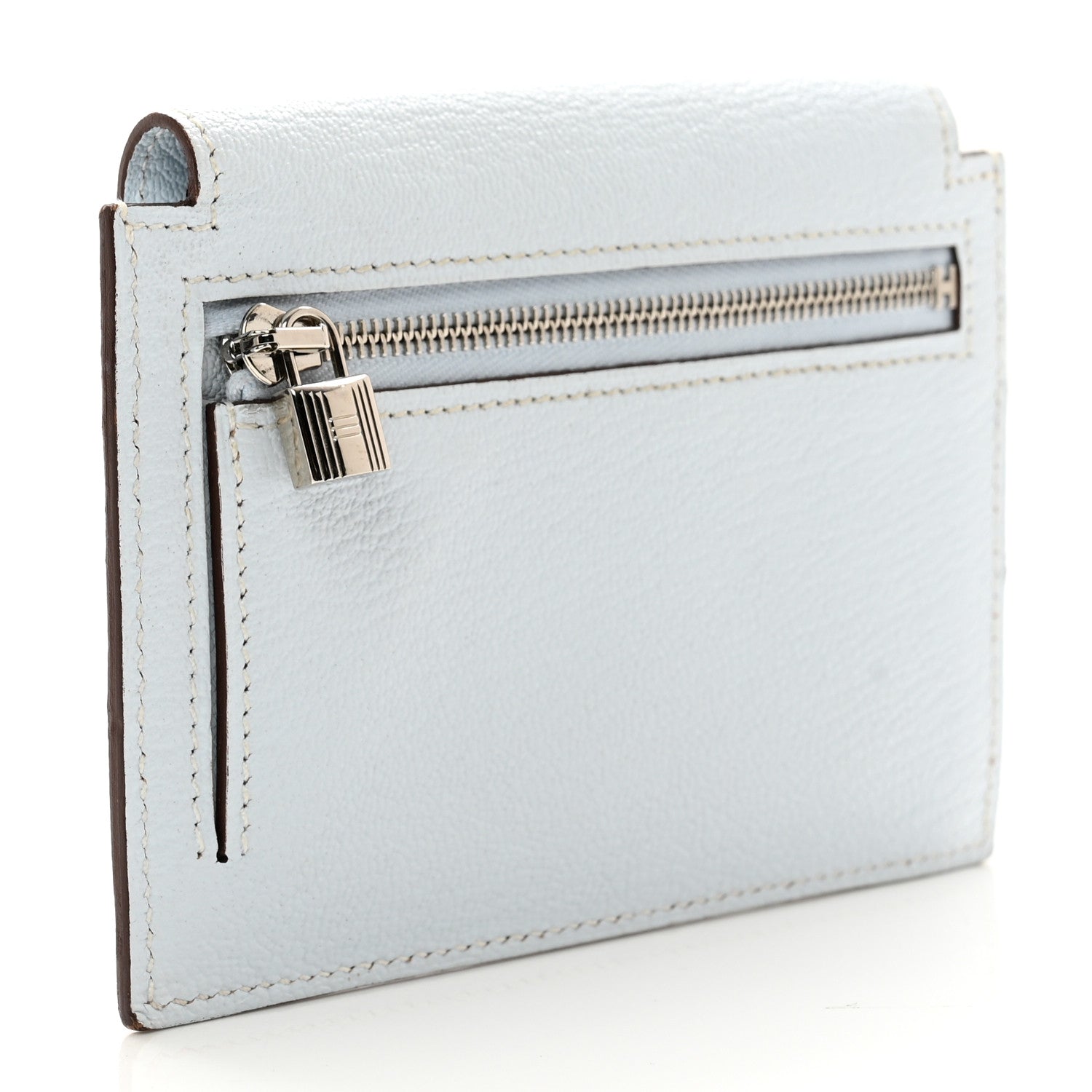 Hermes Chevre Mysore Kelly Pocket Compact Wallet Bleu Brume 3 of 7