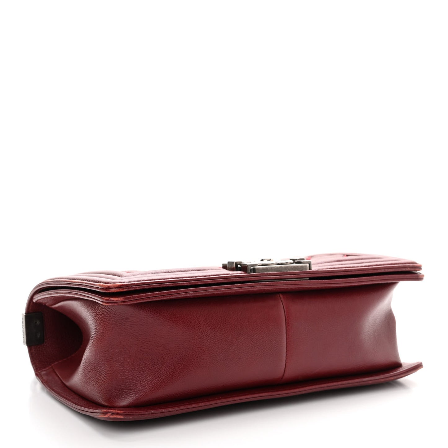 Calfskin Double Stitch Medium Boy Flap Burgundy