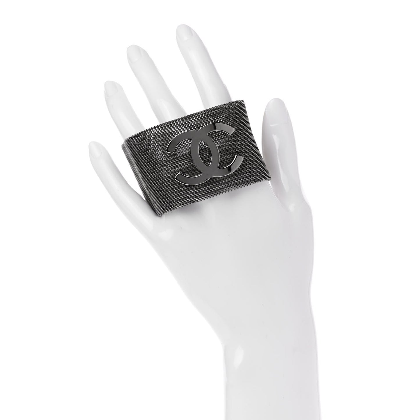 Metal Mesh CC Bracelet M Ruthenium