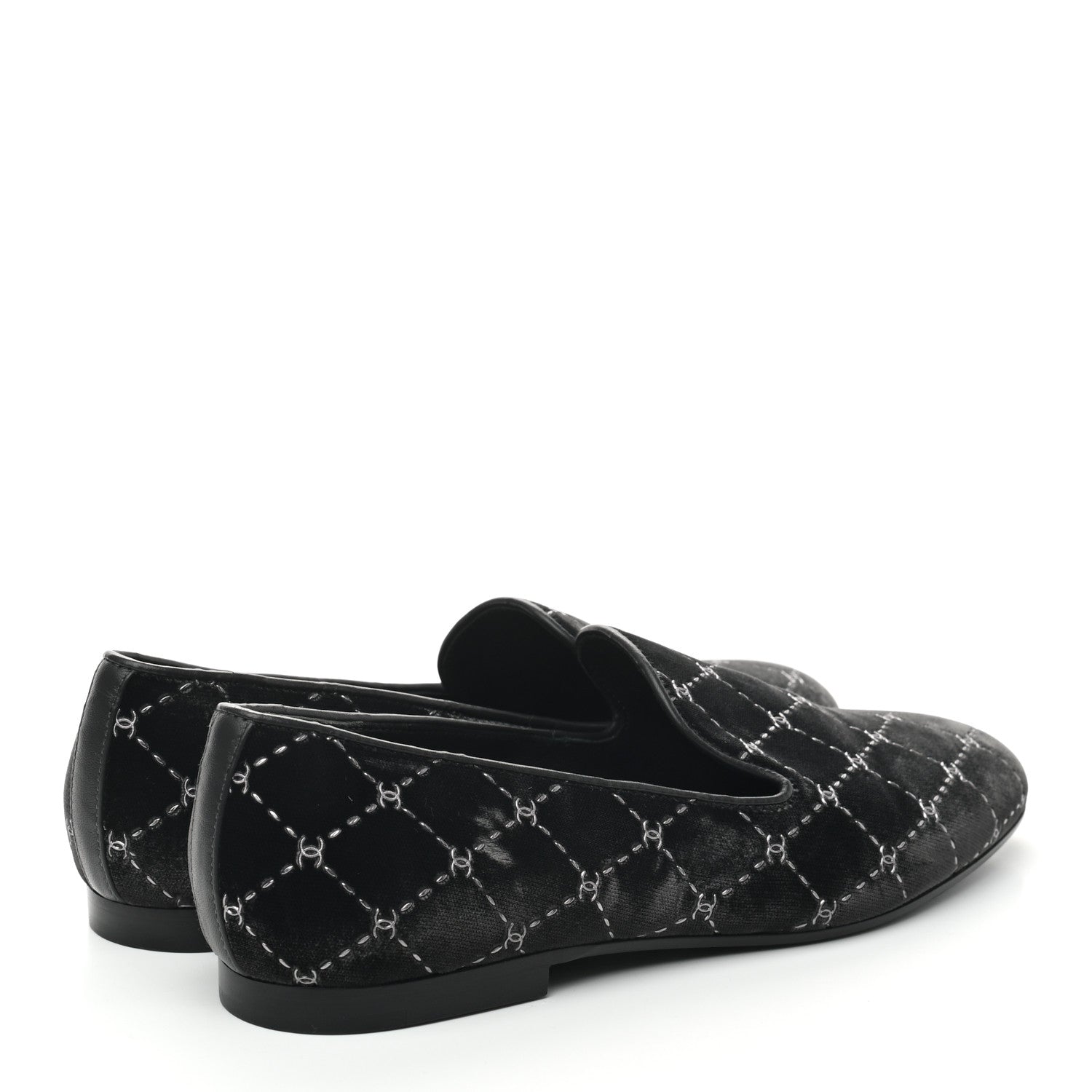 Chanel Velvet Moccasin Loafers 37 Black 4 of 7