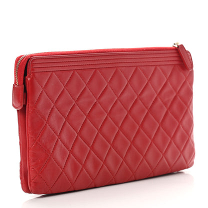 Chanel Lambskin Quilted Small Zipped Boy Pouch Red 3 of 14