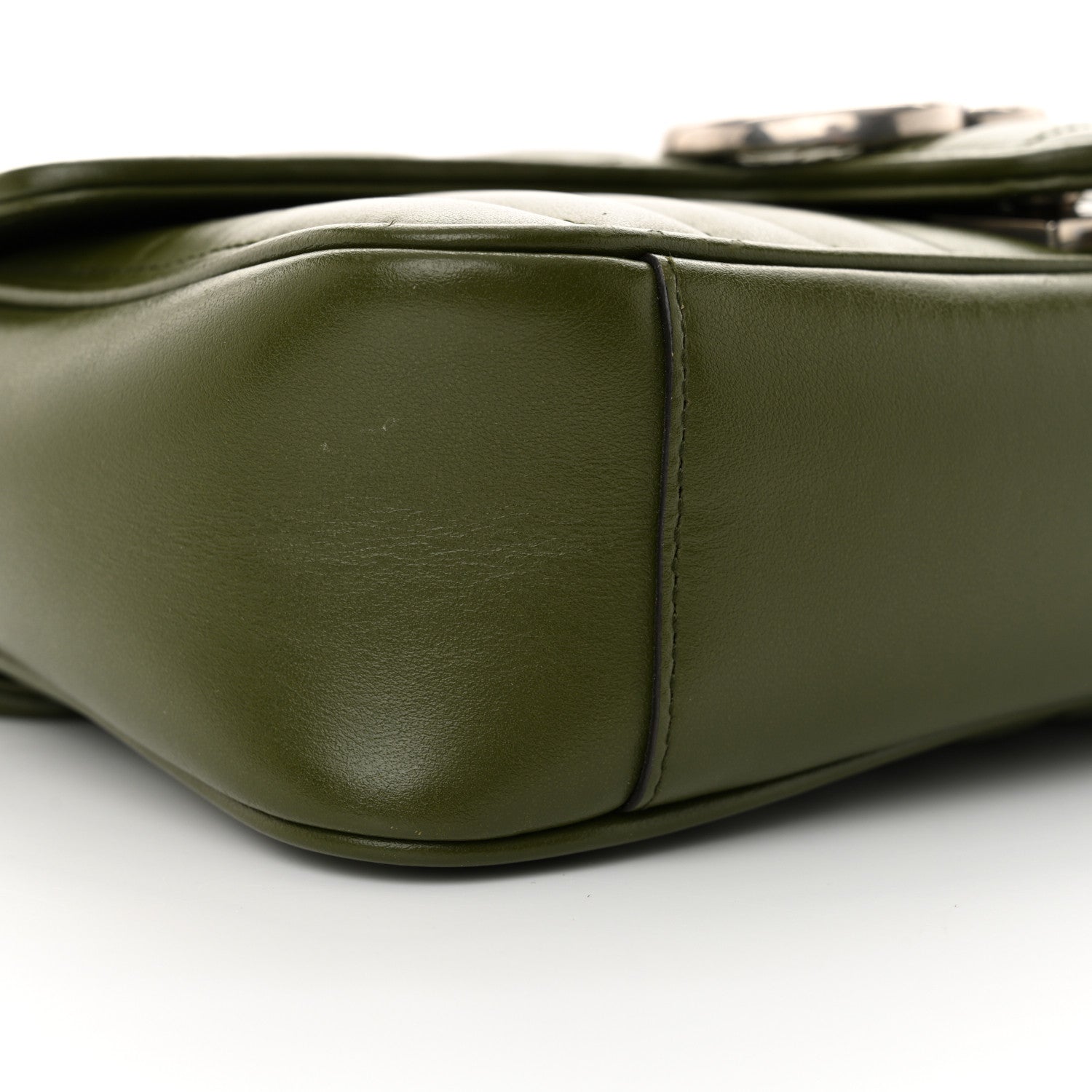 Gucci Calfskin Matelasse Aria Small GG Marmont Shoulder Bag Military Wood 9 of 11