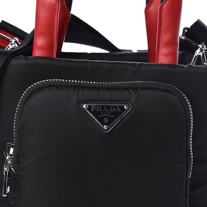 Prada Tessuto Nylon Pocket Small Cargo Tote Black Fuoco 9 of 9