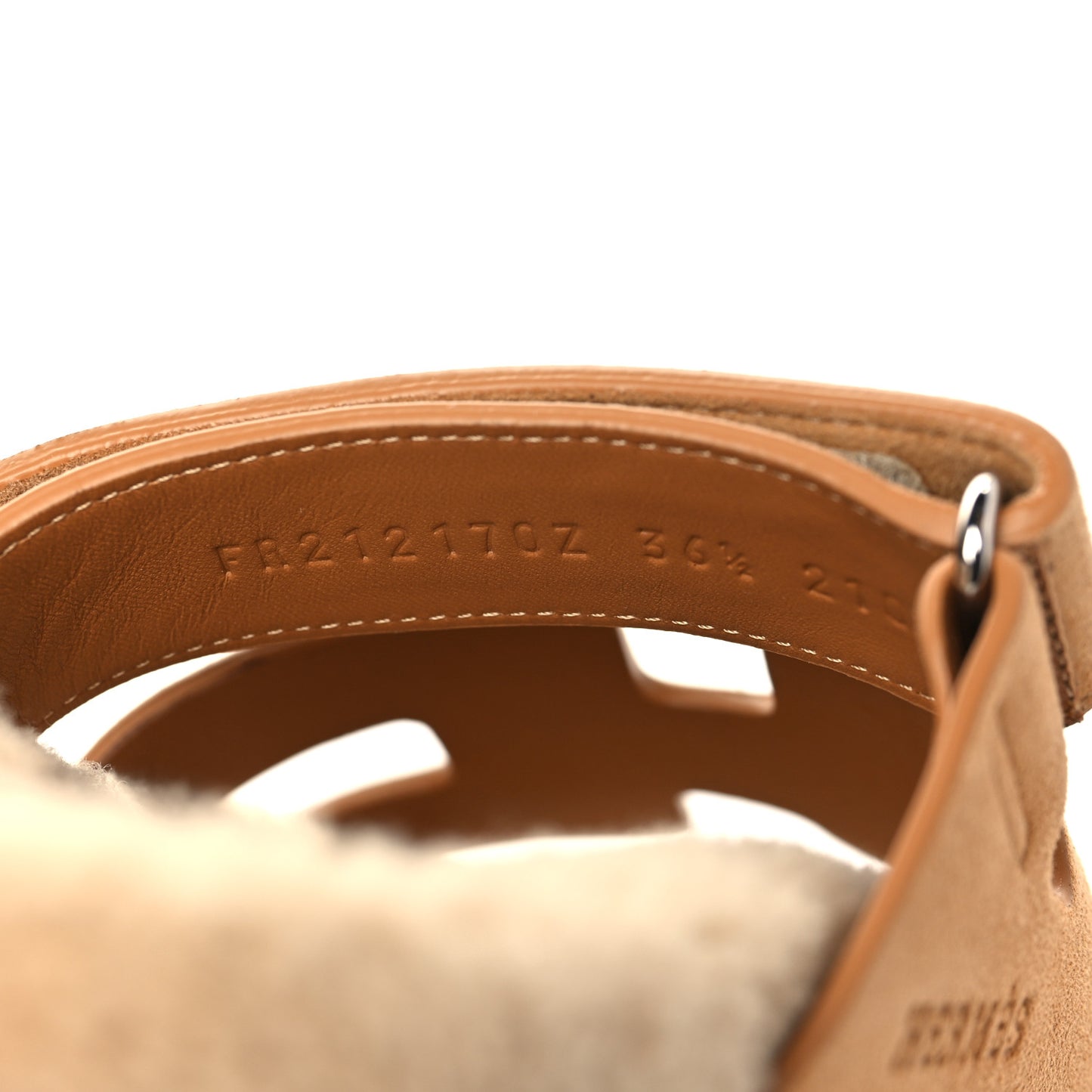 Suede Goatskin Woolskin Womens Chypre Sandals 36.5 Golden Beige