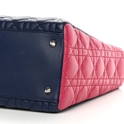 Christian Dior Lambskin Cannage Medium Tri-Color Lady Dior Sapphire Fuchsia Turquoise 10 of 14
