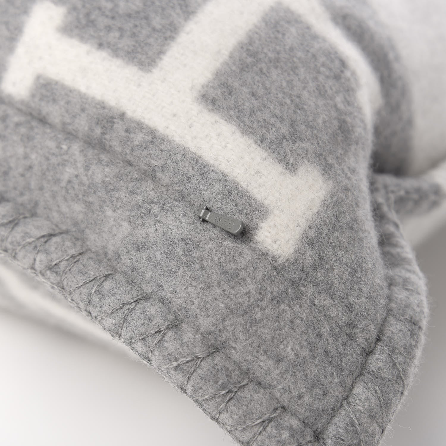 Hermes Wool Cashmere Avalon III Pillow PM Ecru Gris Clair 4 of 4