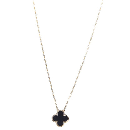 Van Cleef & Arpels 18K Yellow Gold Black Onyx Vintage Alhambra Pendant Necklace 1 of 6