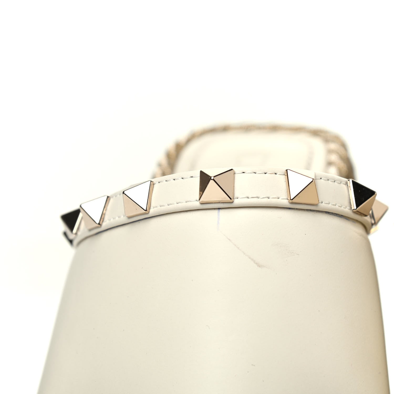 Valentino Garavani Calfskin Silk Rockstud Torchon Espadrille Wedge 25/115mm Slide Sandals 38 Light Ivory 4 of 6