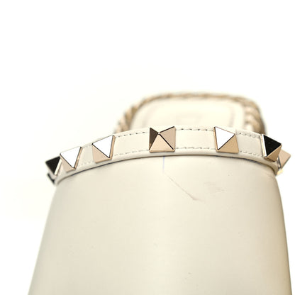 Valentino Garavani Calfskin Silk Rockstud Torchon Espadrille Wedge 25/115mm Slide Sandals 38 Light Ivory 4 of 6