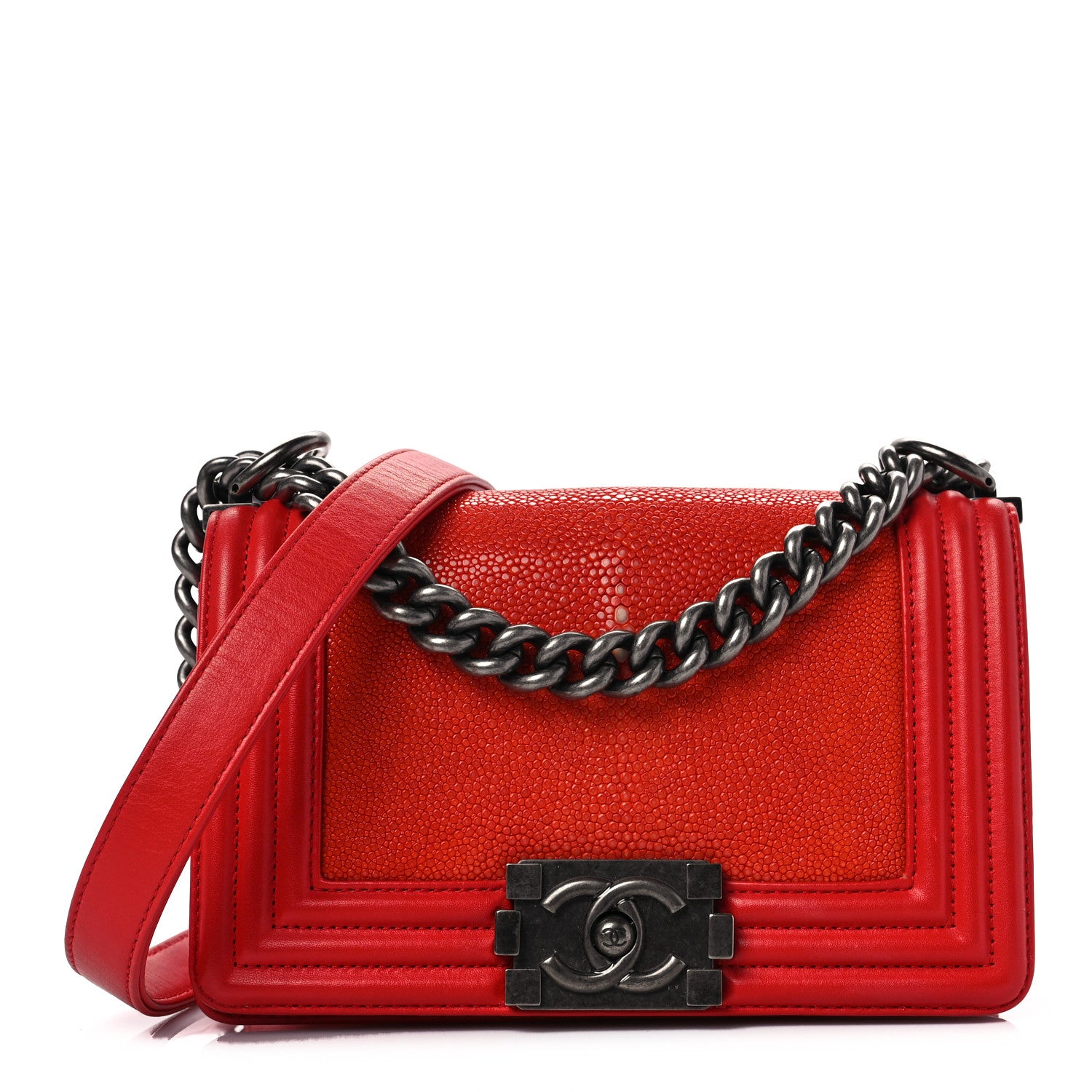 Chanel Galuchat Stingray Small Boy Flap Red 1 of 9