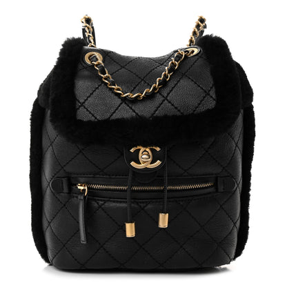 Chanel Lambskin Shearling Quilted CC Backpack Black 1 of 9