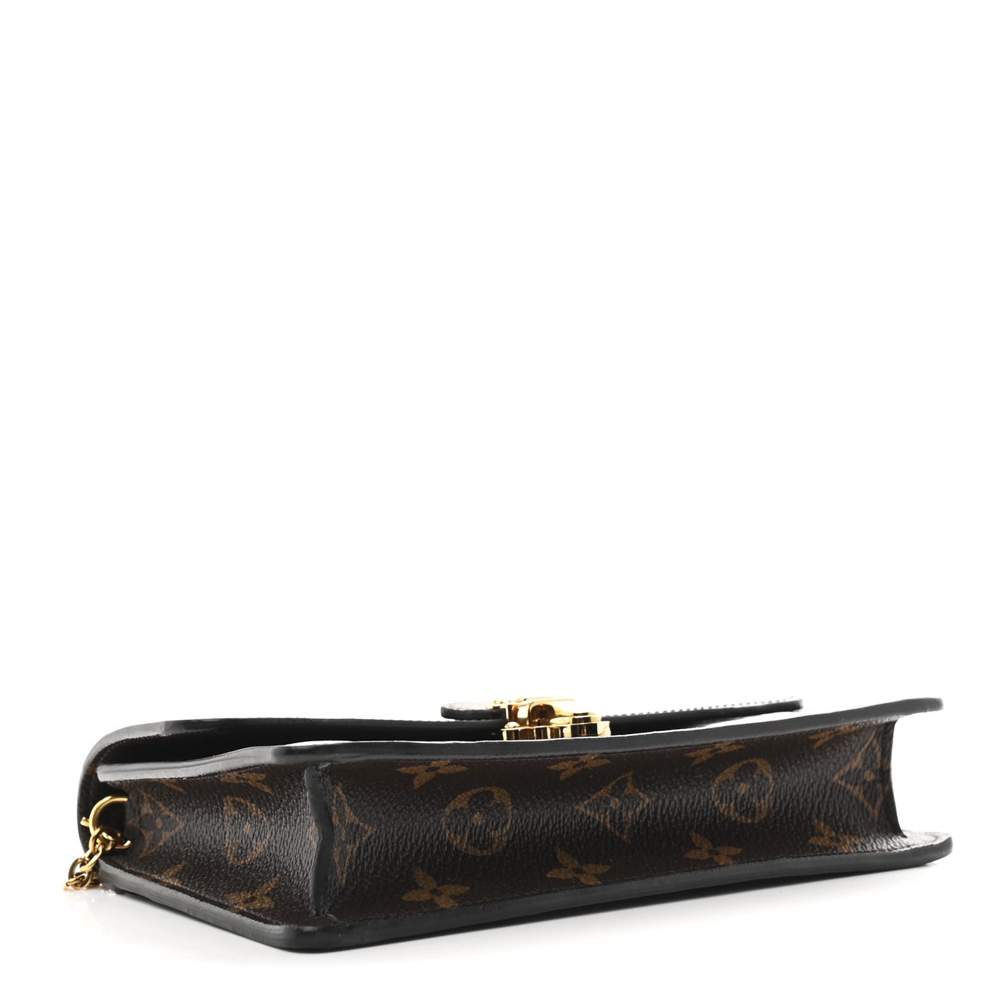 Patent Calfskin Monogram Cherrywood Chain Wallet Black