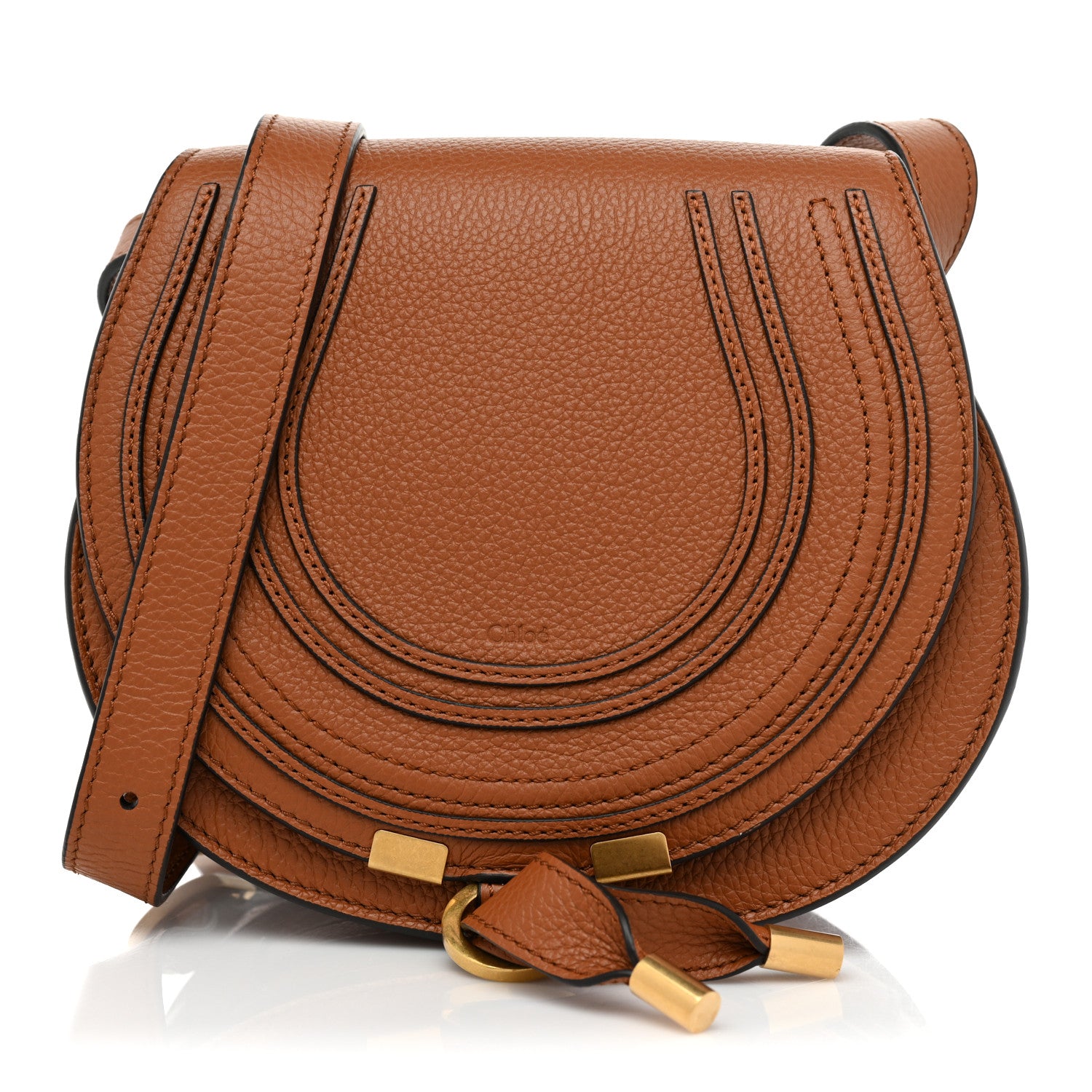 Chloe Calfskin Mini Marcie Round Crossbody Bag Tan 1 of 7