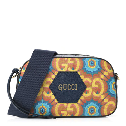 Gucci GG Supreme Kaleidoscope Calfskin Script Logo Gucci 100 Camera Bag Blue Orange Multicolor Blue Agata 1 of 10