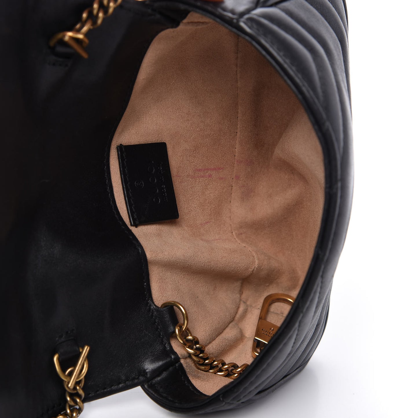 Calfskin Matelasse Super Mini GG Marmont Shoulder Bag Black