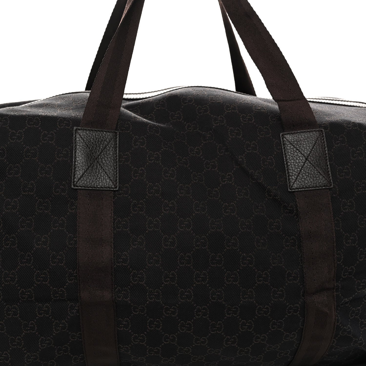 Gucci Denim Monogram Large Collapsible Carry On Duffle Bag Brown 8 of 10