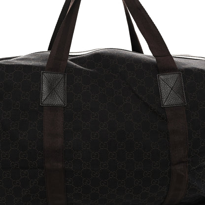 Gucci Denim Monogram Large Collapsible Carry On Duffle Bag Brown 8 of 10
