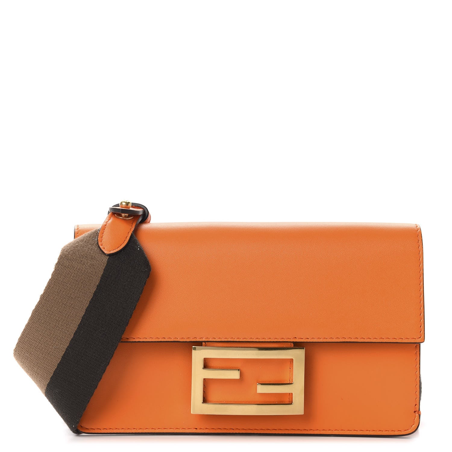 Fendi Vitello King Mini Flat Baguette Orange 1 of 10