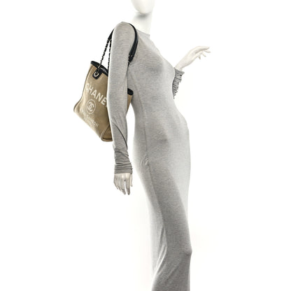 Chanel Canvas Mini Deauville Tote Beige Black 2 of 10