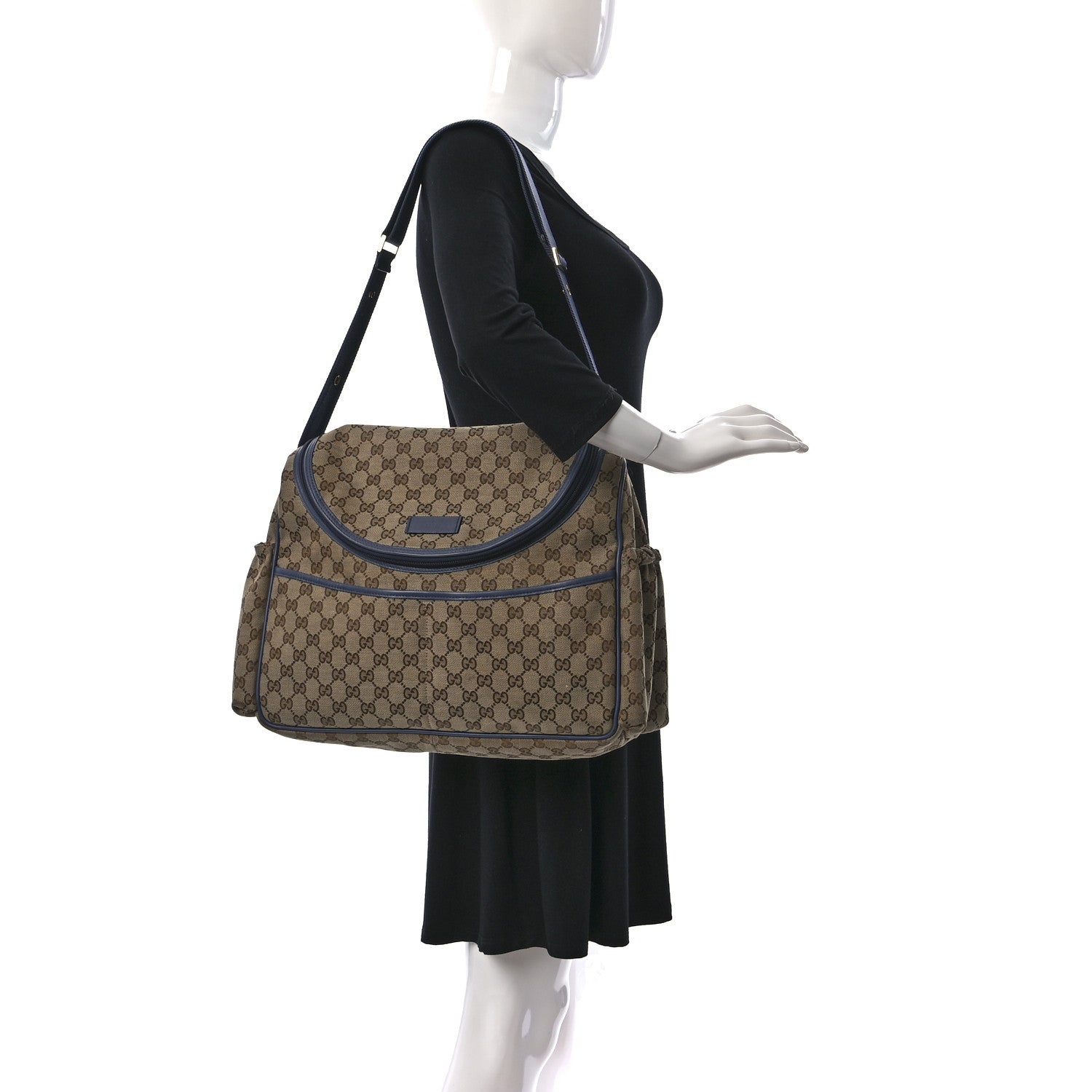 Gucci Monogram Margaux Calfskin Large Diaper Bag Beige Ebony Washed Ink 2 of 10