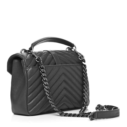 Saint Laurent Sheepskin Matelasse Chevron Monogram Medium College Bag Asphalt 5 of 15