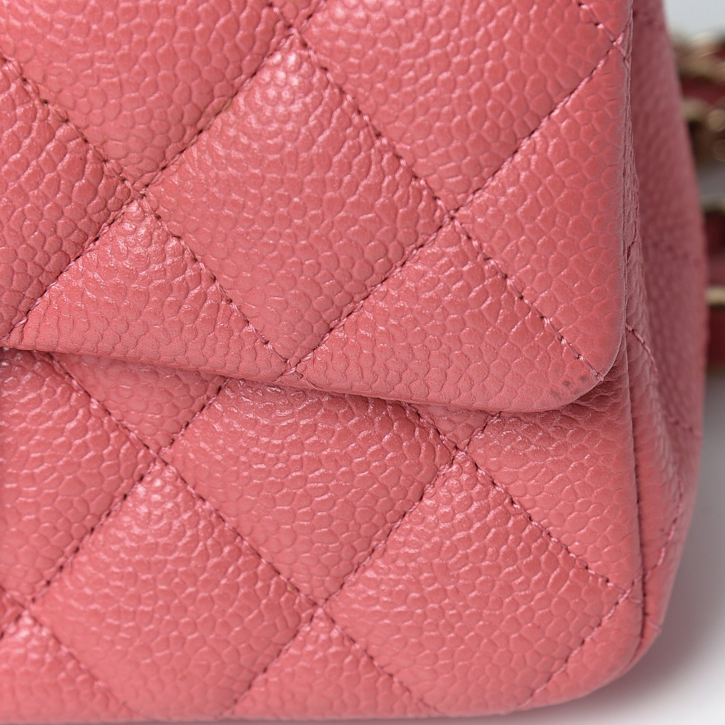 Iridescent Caviar Quilted Mini Rectangular Flap Dark Pink