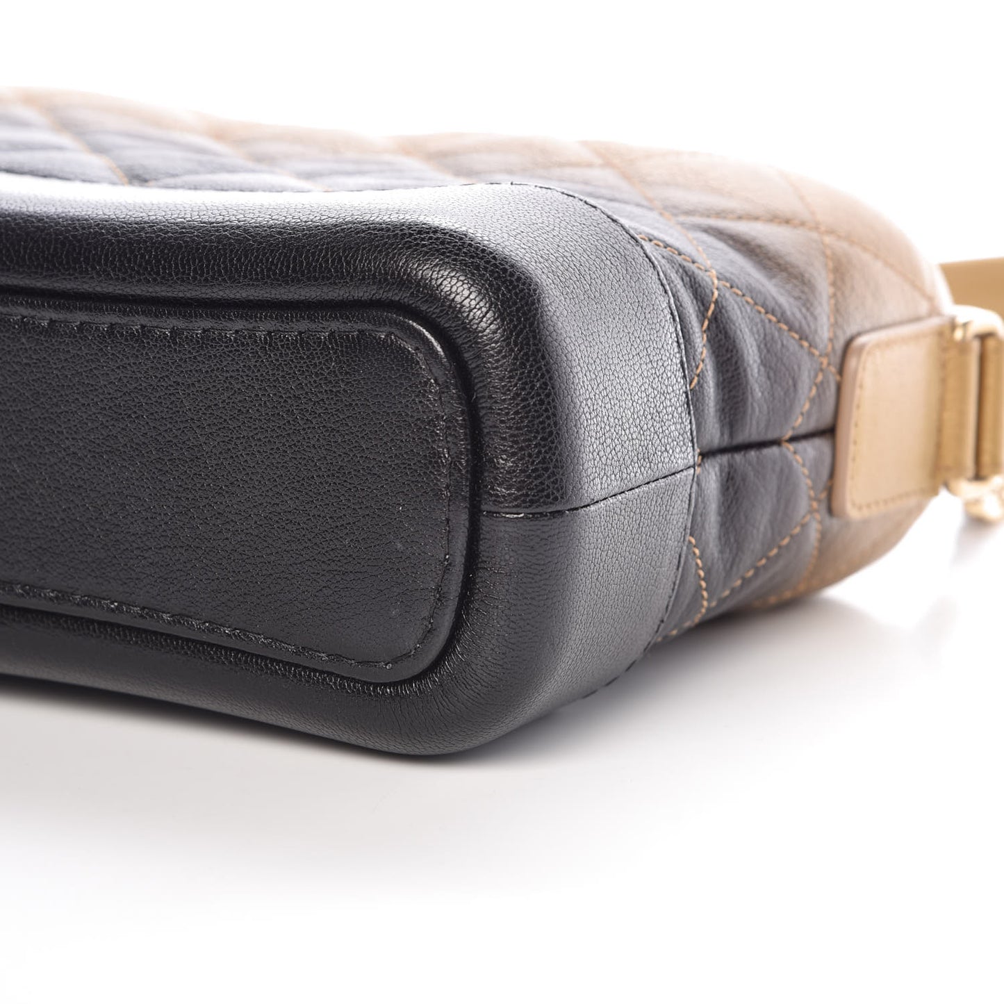 Metallic Goatskin Quilted Small Gabrielle Hobo Gold Black