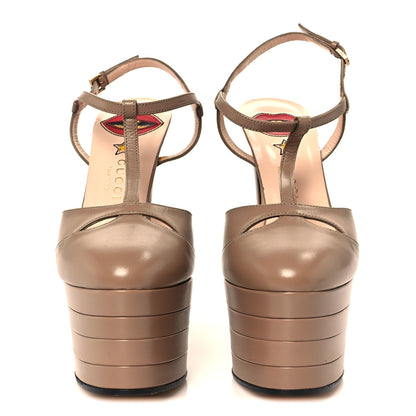 Gucci Malaga Kid Angel T-Strap Platform High Heel Pumps 36.5 Porcelain Rose 3 of 9