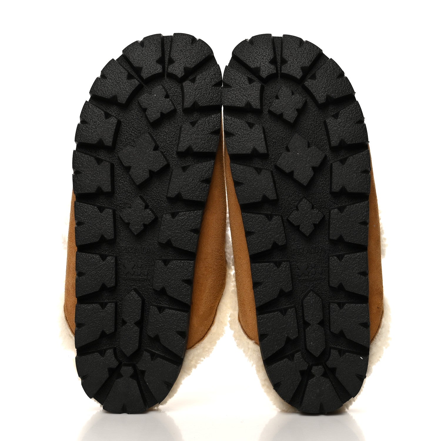 Prada Shearling Metal Triangle Logo 20mm Slippers 40.5 Cognac 5 of 8