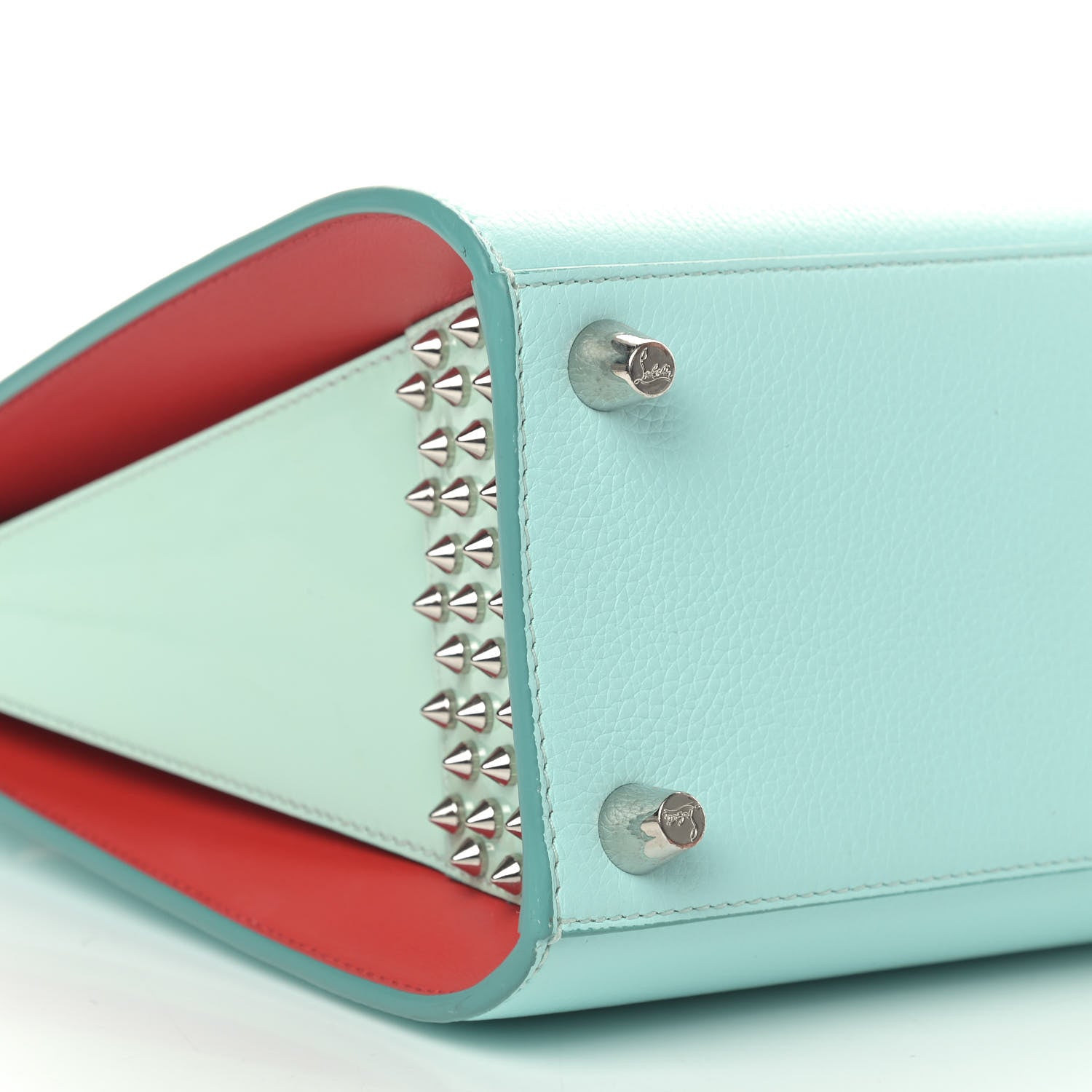Christian Louboutin Calfskin Studded Small Paloma Turquoise 6 of 9