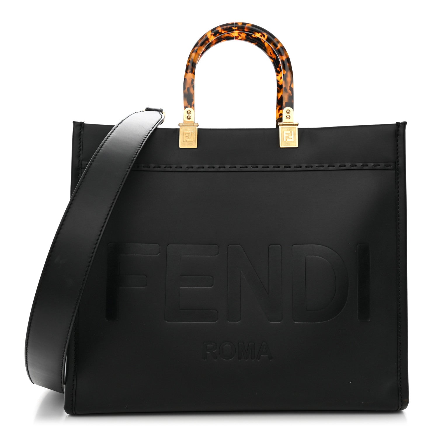 Fendi Vitello King Plexiglass Medium Fendi Sunshine Shopper Tote Black 1 of 11