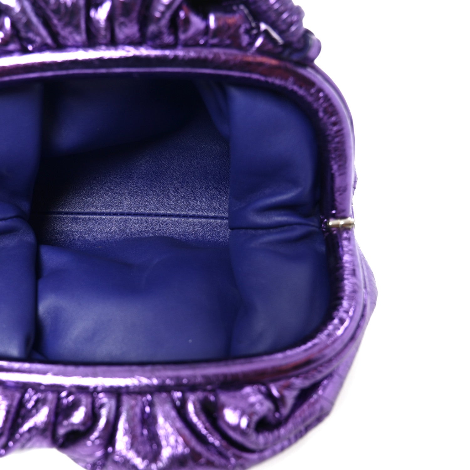 Bottega Veneta Metallic Crinkled Lambskin The Mini Pouch Viola 5 of 11