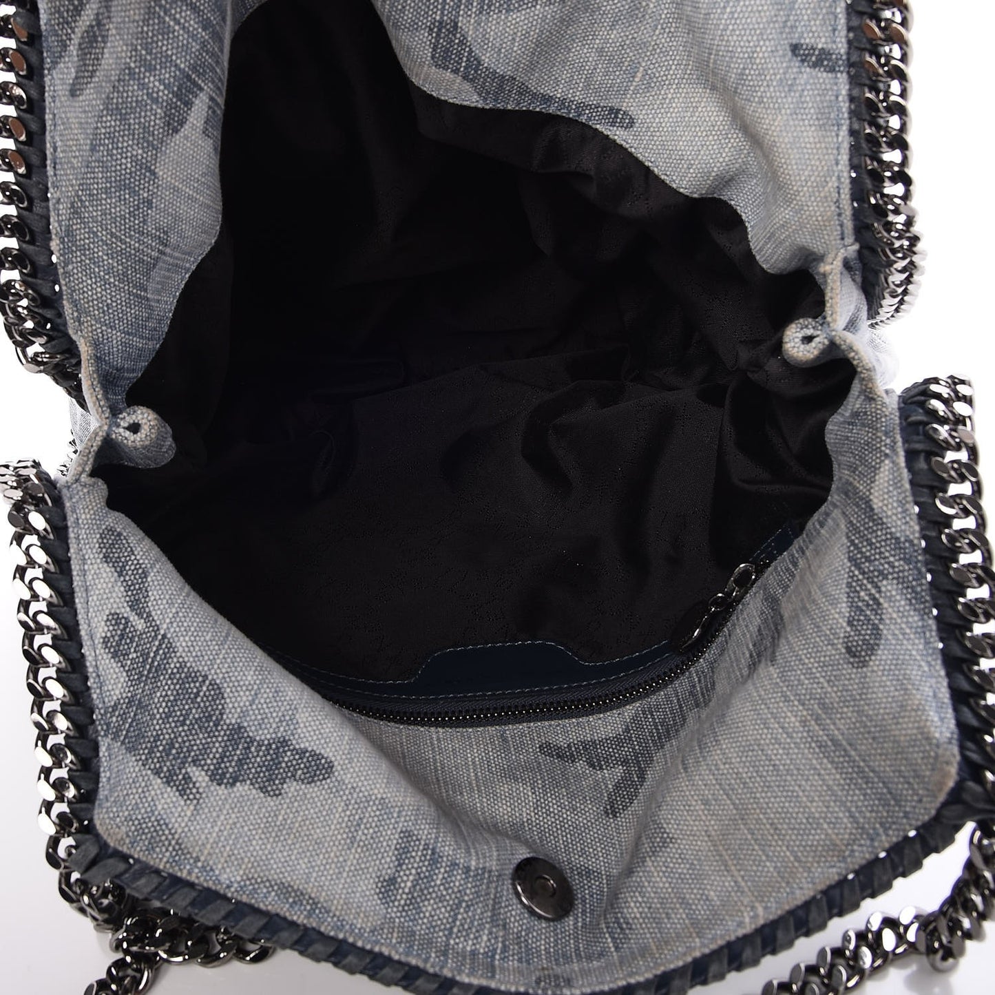 Denim Camo Print Small Falabella Tote Pale Blue