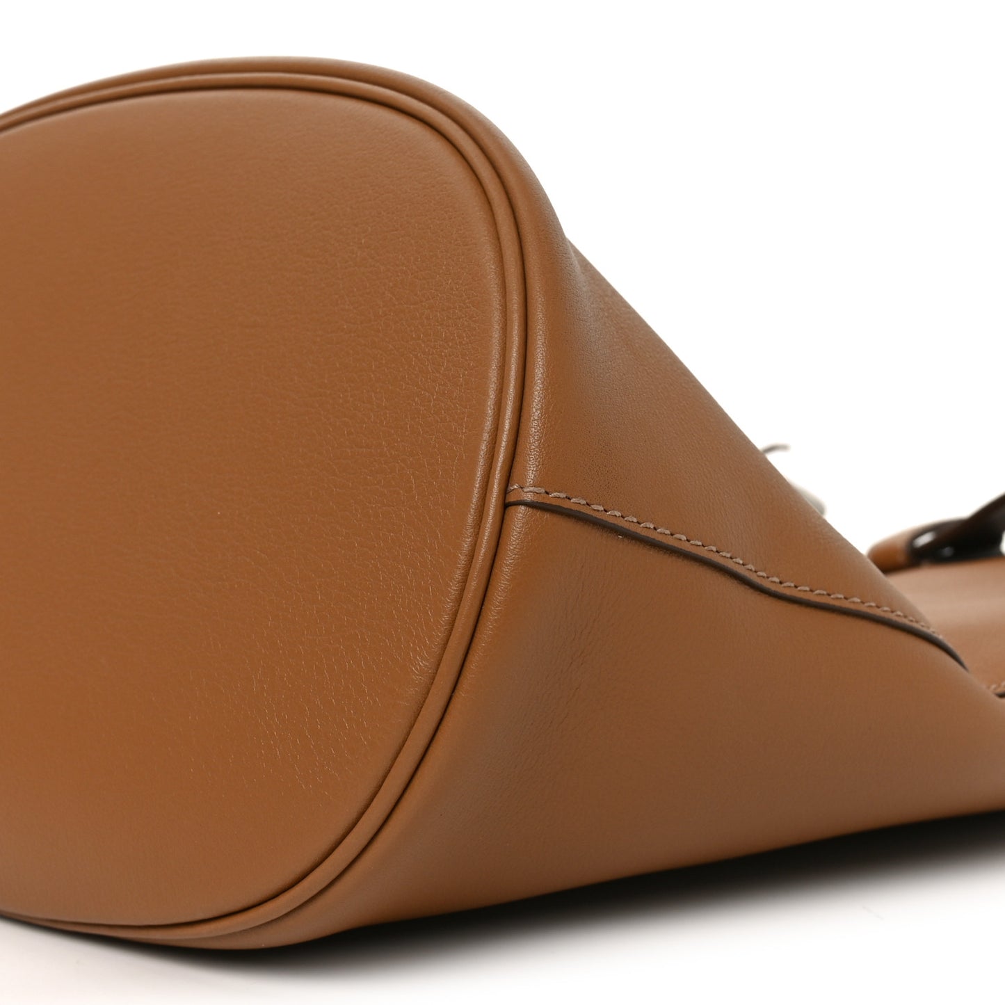 Calfskin Buckle Bucket Bag With Belt Caramel