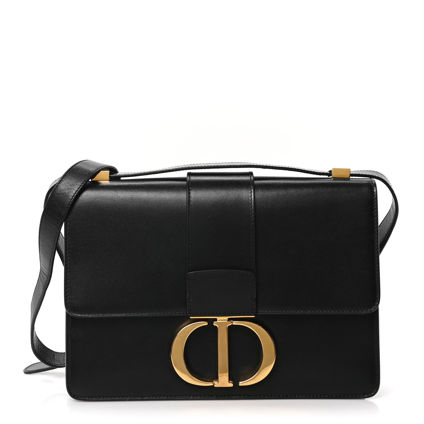 Box Calfskin 30 Montaigne Flap Bag Black