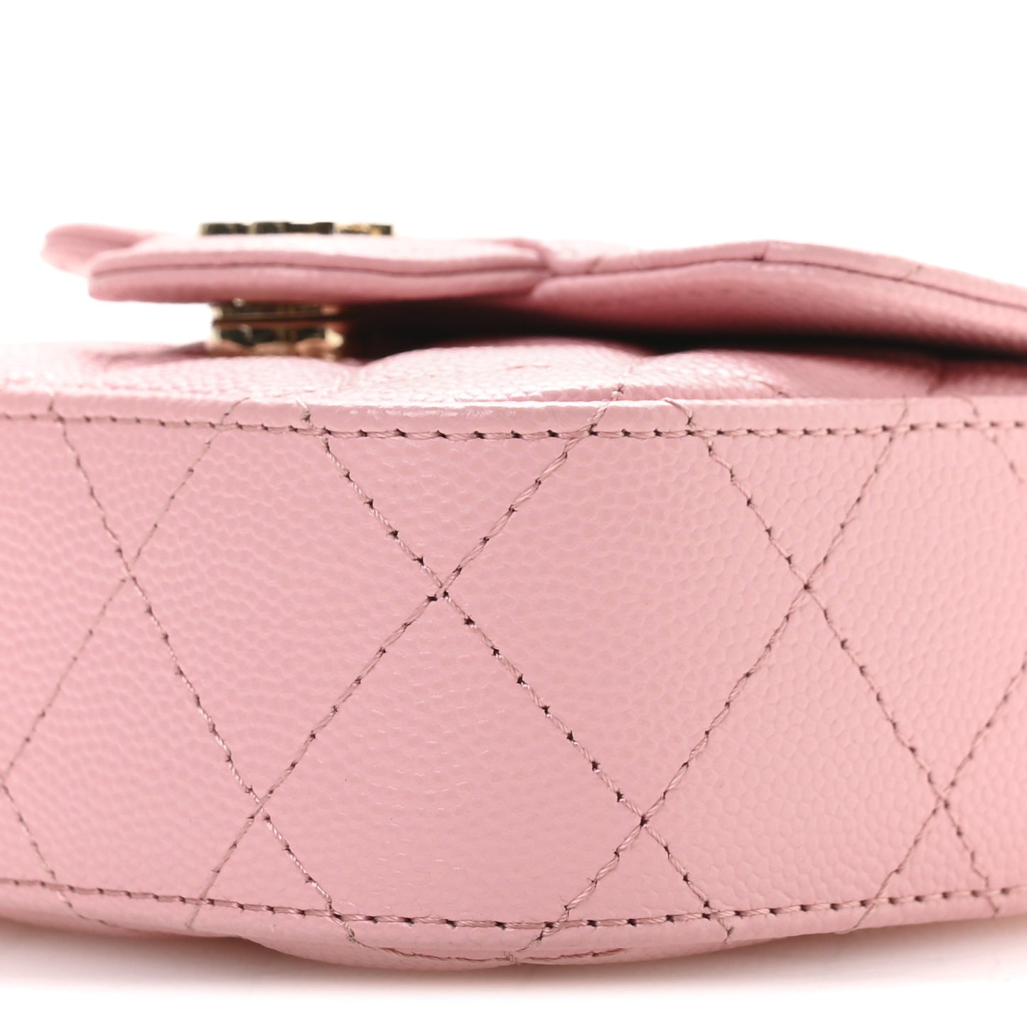Caviar Quilted Mini Clutch With Chain Pink