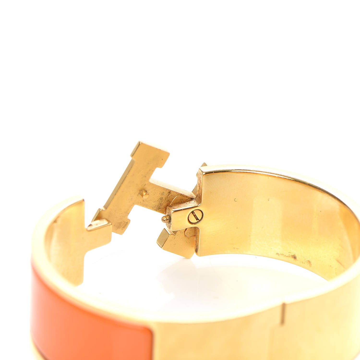Hermes Enamel Wide Clic Clac H Bracelet GM Orange 6 of 6