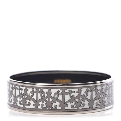 Hermes Enamel Printed Wide Balcons du Guadalquivir Bracelet 70 Silver 1 of 5