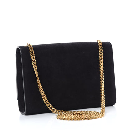 Saint Laurent Suede Small Classic Monogram Palm Tree Kate Satchel Black 3 of 10