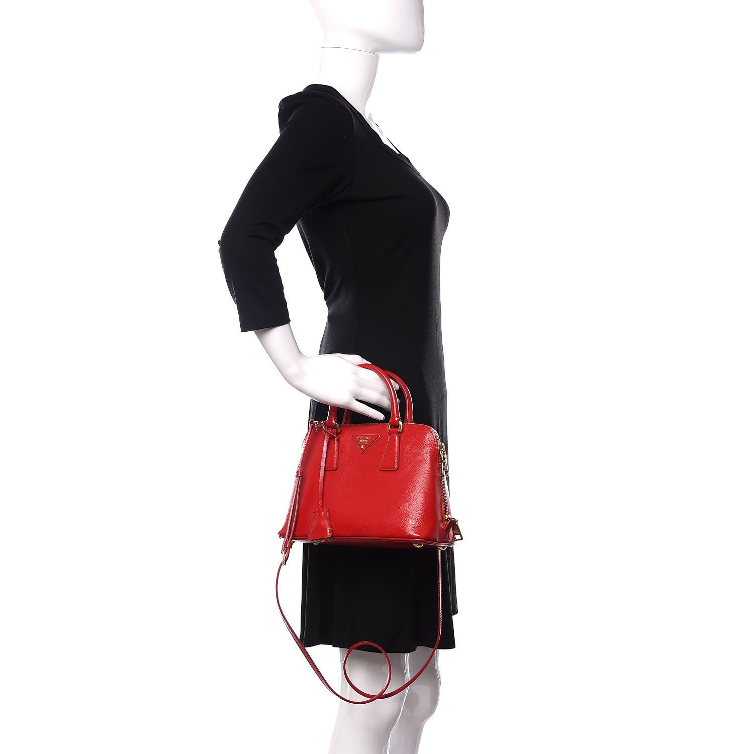 Prada Saffiano Vernice Mini Promenade Tote Rosso 3 of 20