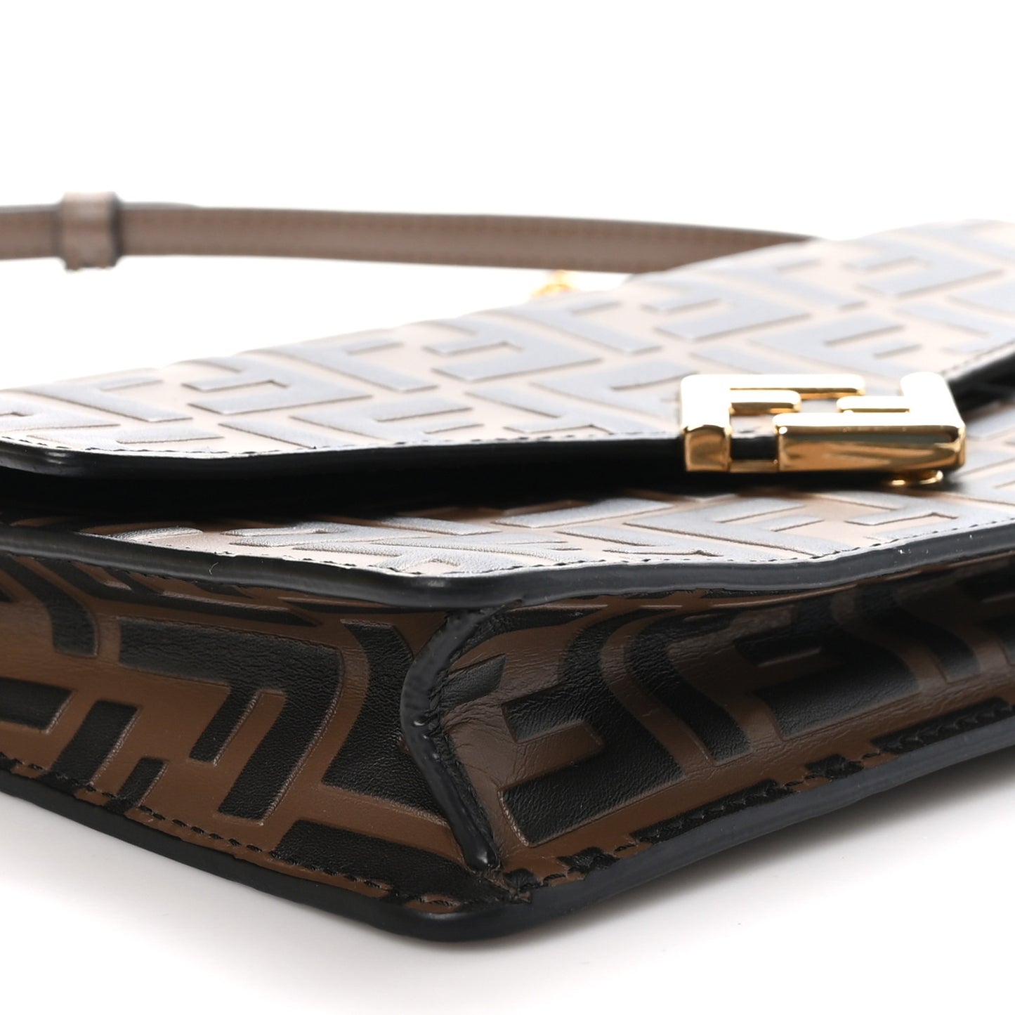 Vitello Ceylon Bi-Color FF 1974 Embossed FF Diamonds Chain Wallet Maya Black