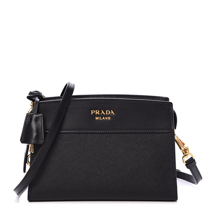 Prada Saffiano City Calfskin Esplanade Crossbody Bag Black 1 of 9