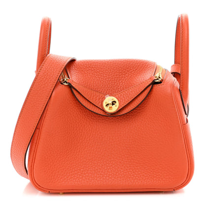 Hermes Taurillon Clemence Mini Lindy 20 Feu 1 of 10