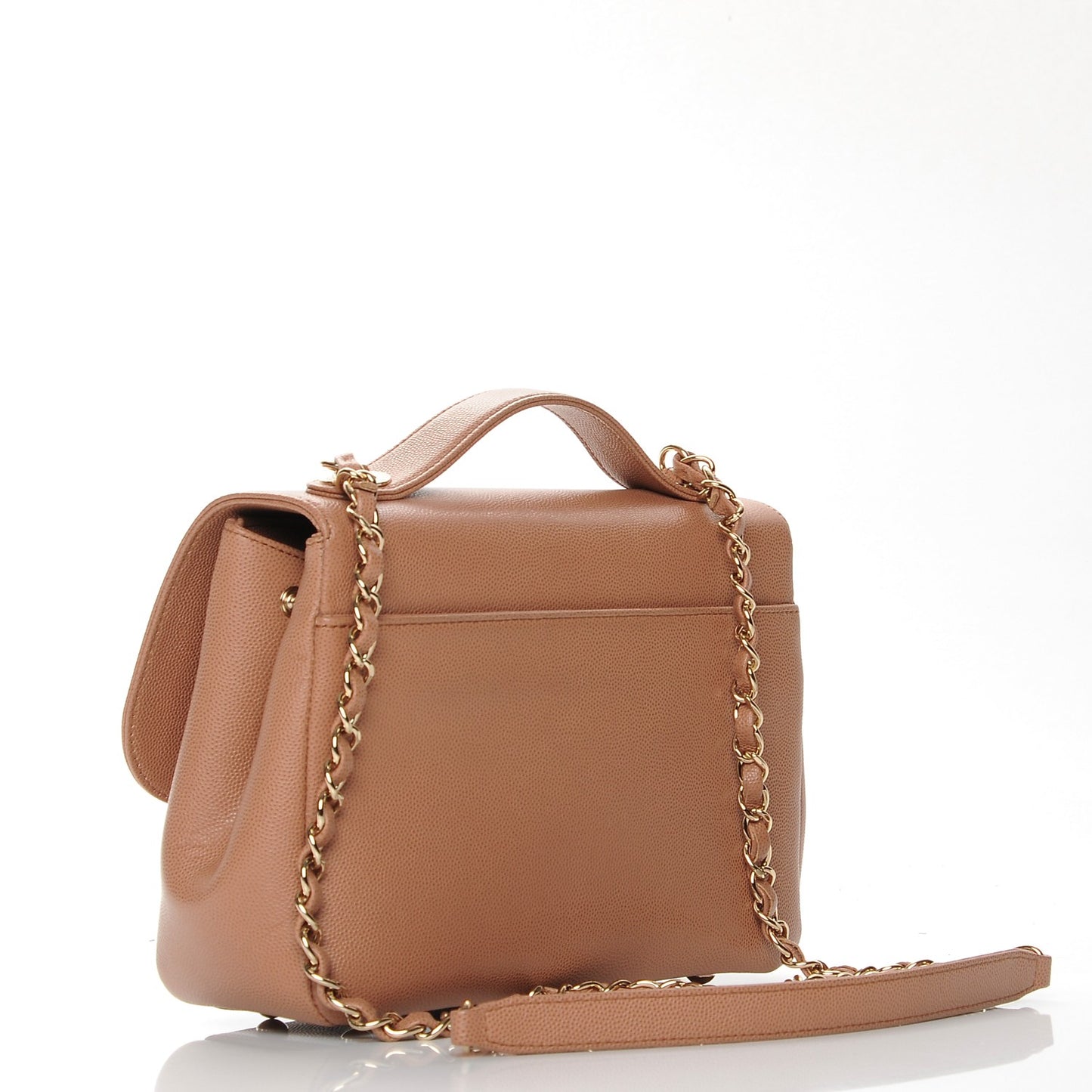 Caviar Quilted Small Business Affinity Flap Camel