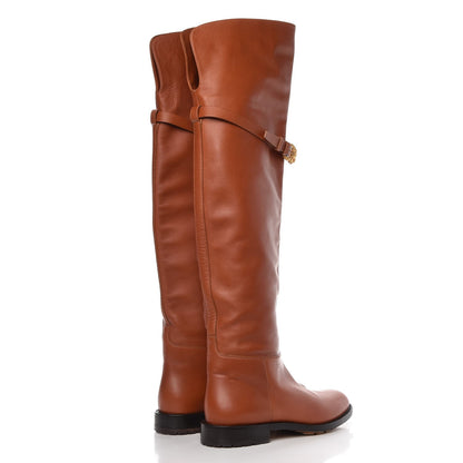Valentino Garavani Calfskin Animalia Over the Knee Boots 38 Cognac 4 of 9
