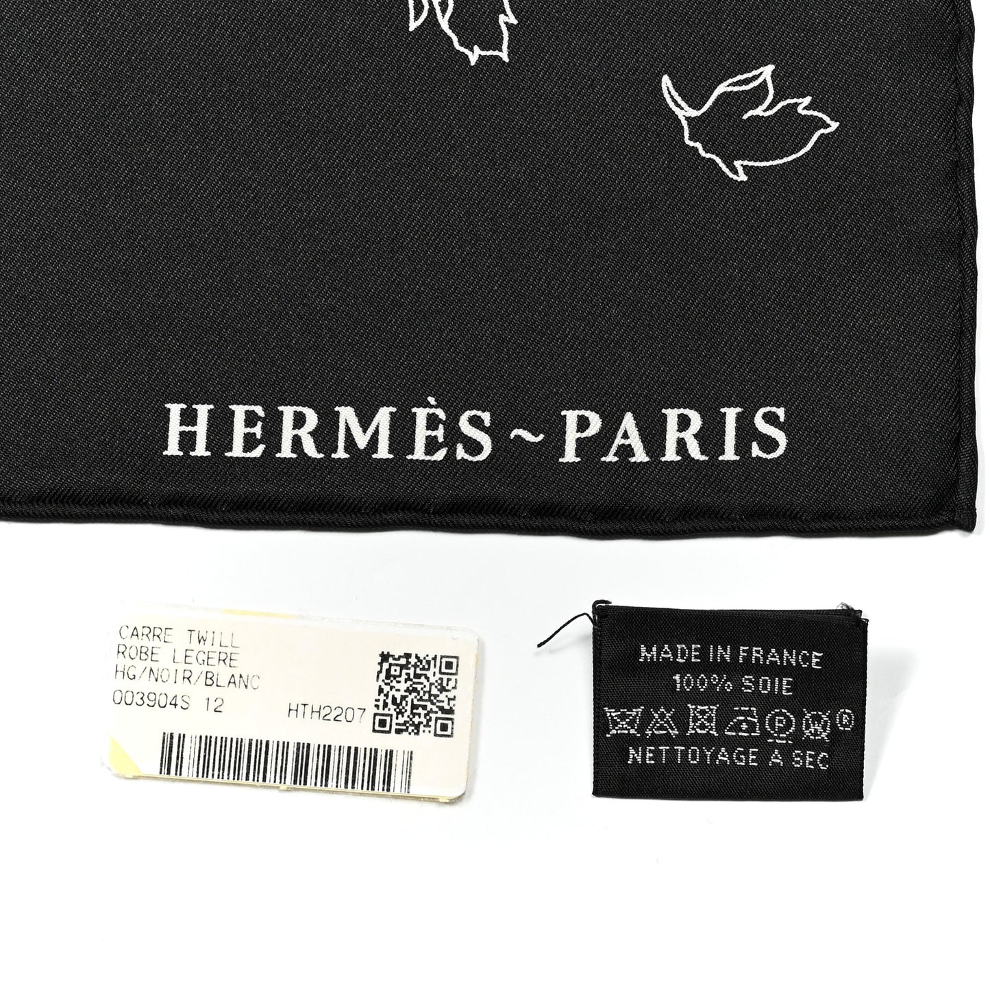 Silk Robe Legere Scarf 90 Black White