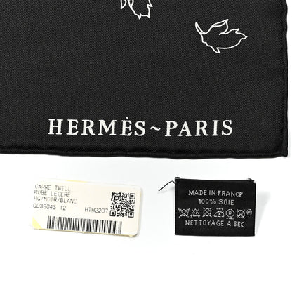 Hermes Silk Robe Legere Scarf 90 Black White 5 of 5