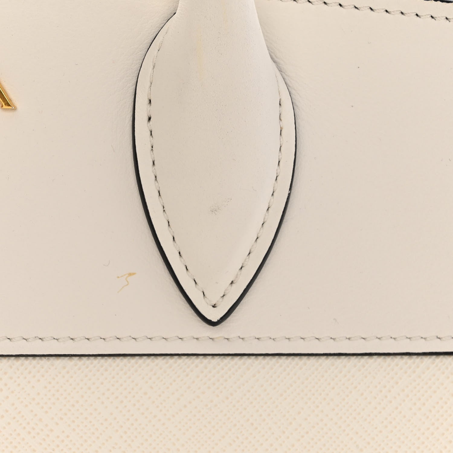 Prada Saffiano City Calfskin Bibliothèque Top Handle White 11 of 13
